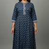 Plus Size Blue Anarkali Kurti - Size 48