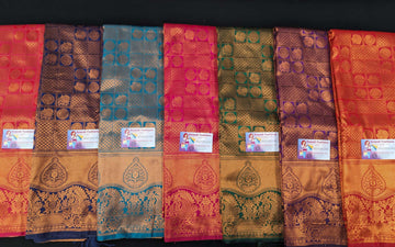 Pure Silk Saree - Copper Zari Work Traditional & Trendy 7 Colors
