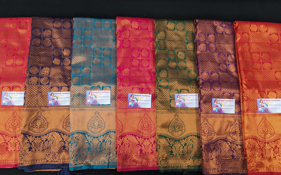 Pure Silk Saree - Copper Zari Work Traditional & Trendy 7 Colors
