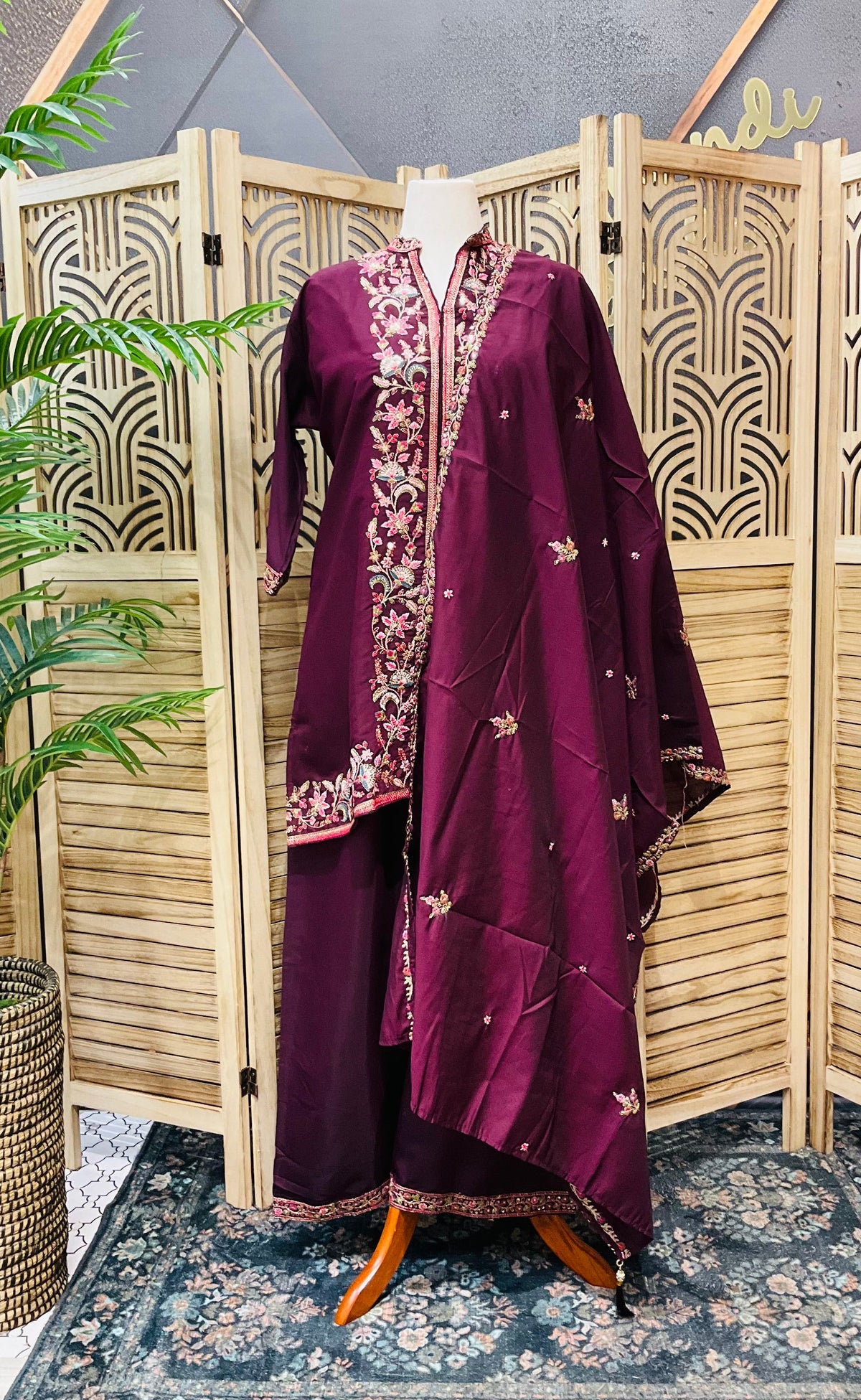Plus Size 52 - Wine Party Wear Palazzo set