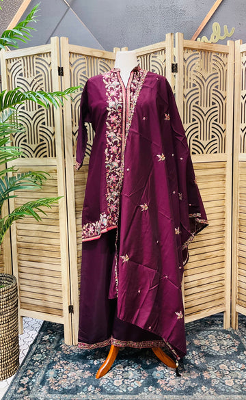 Plus Size 52 - Wine Party Wear Palazzo set