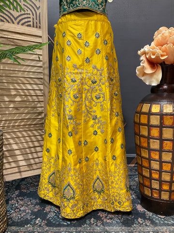 Teenage Girls - Green & Yellow Lehenga set