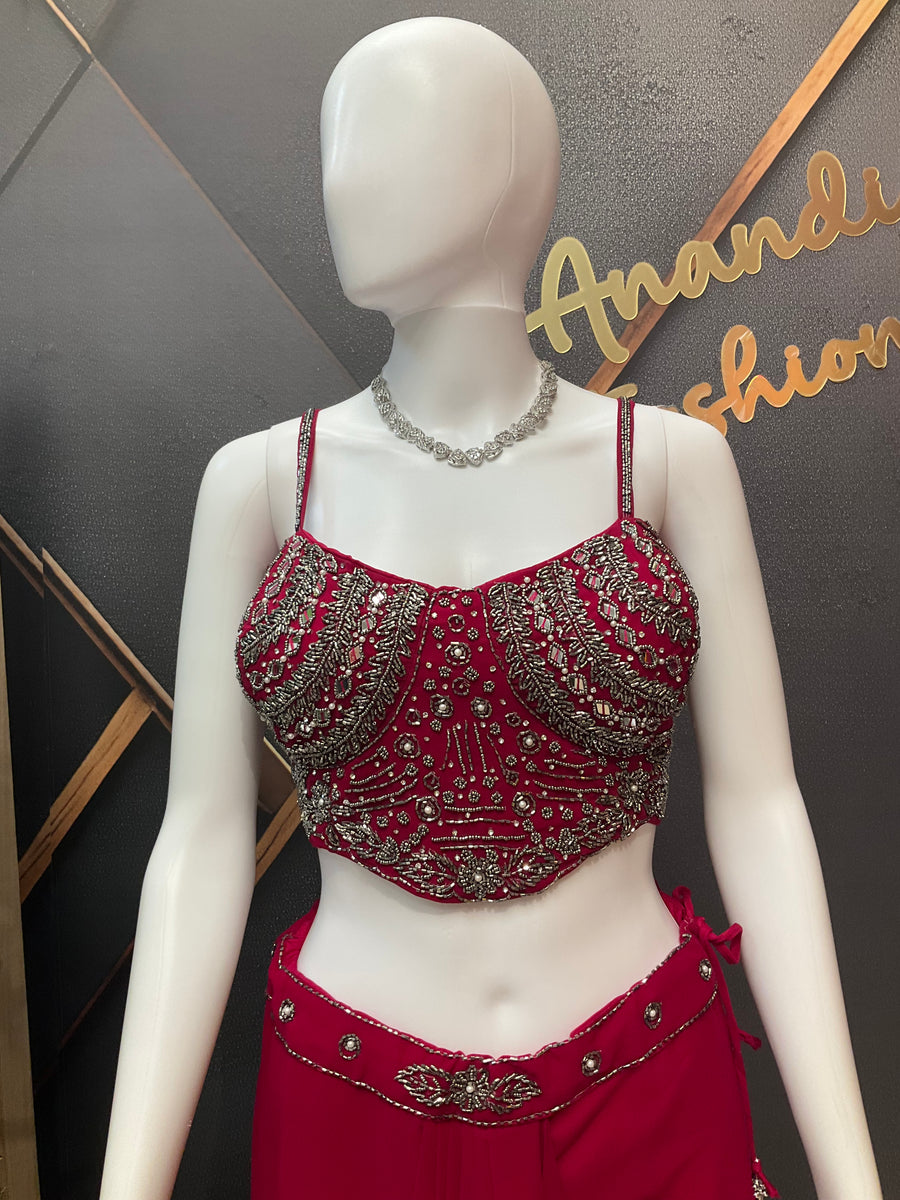 Pink ready to wear saree