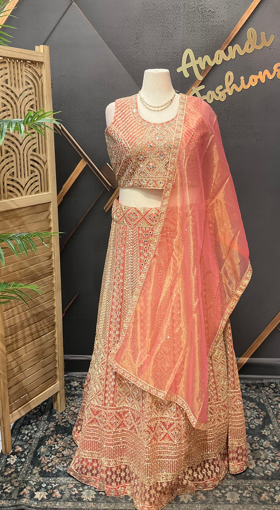 Plus size Pastel Orange lehanga sets