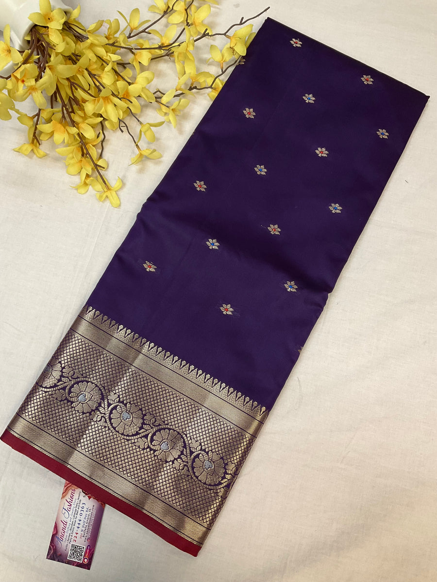 Violet - Semi Benarasi Silk Saree