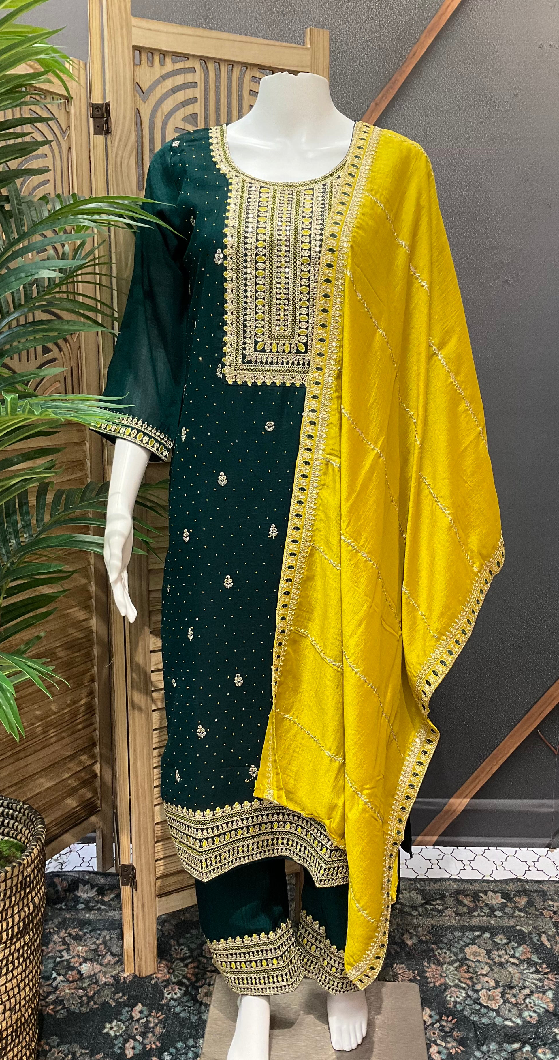 Size 38-Party Wear Chudidhar/Kurti sets with contrast dupatta