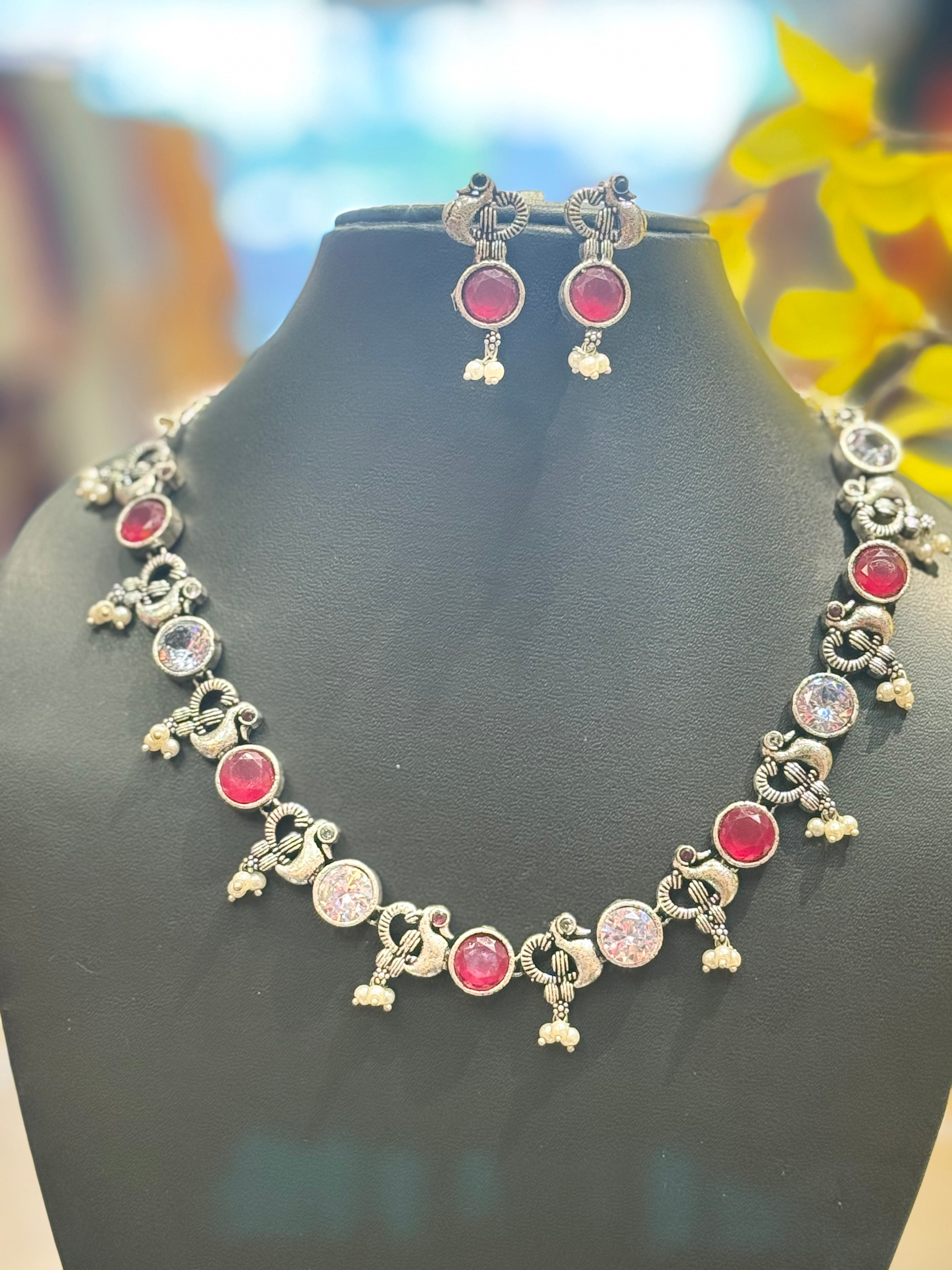 Peacock Design German Silver Necklace sets