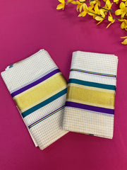 Kerala Checks Set Mundu Sarees -  - Anandi Fashions