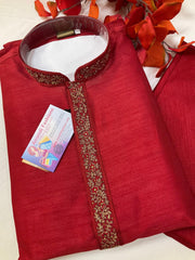 Kurta for Men - Elegant Silk Kurta Ensemble with Matching Pajamas for Men