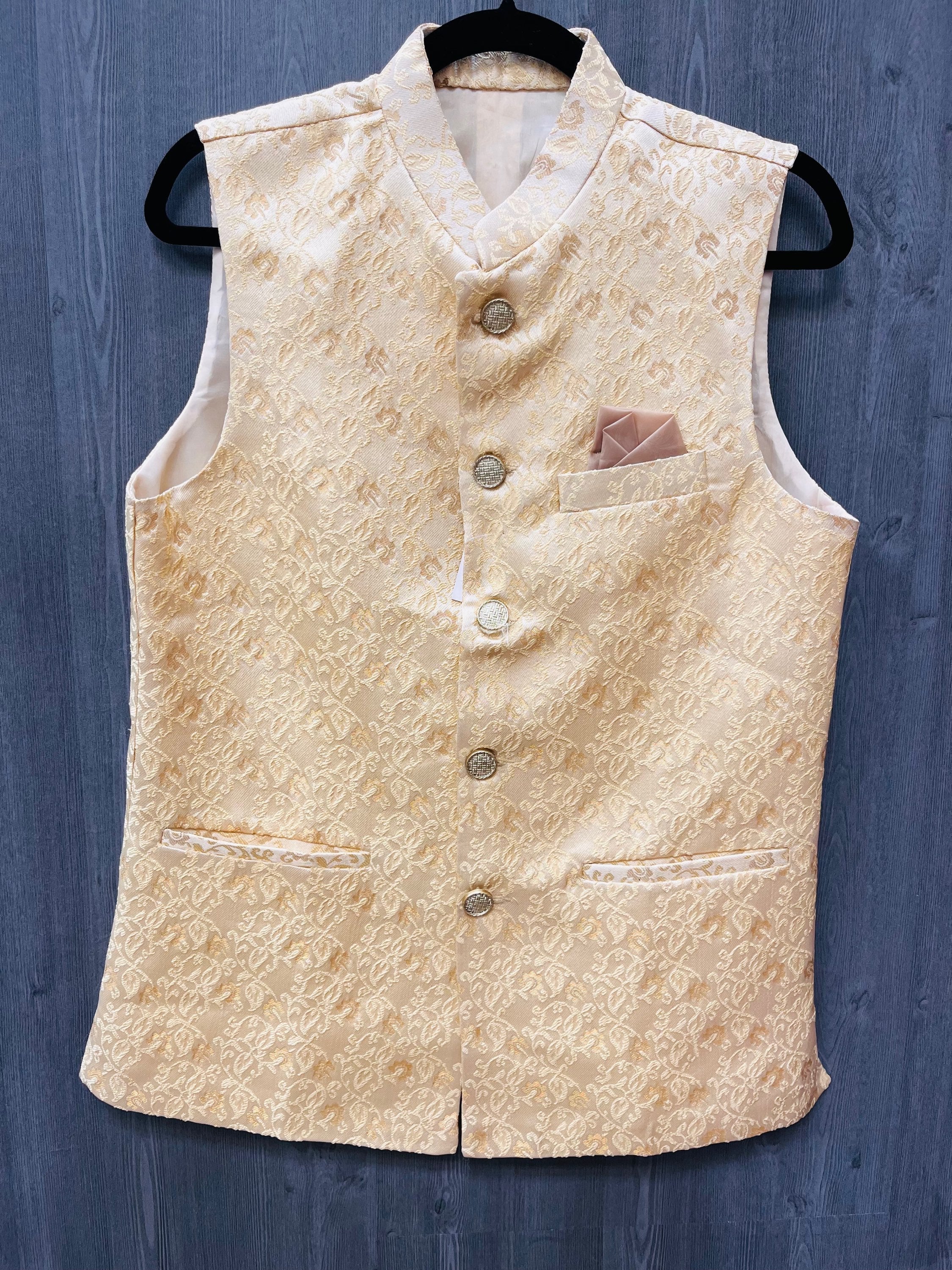 Kurta Vest - Gold Color Kurta Vest with Design in size 38 image 0