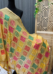 Phulkari Dupatta with Real Mirror Work - Traditional Embroidery