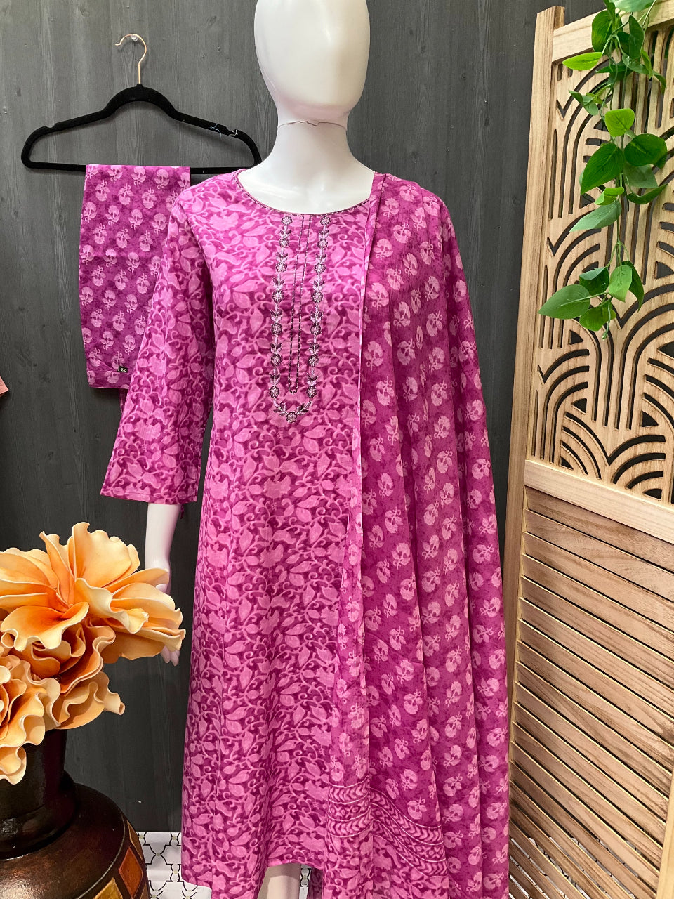 Pure Cotton Pink Kurti set image 0