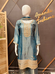 Women’s Pastel Blue Party Wear Palazzo Set