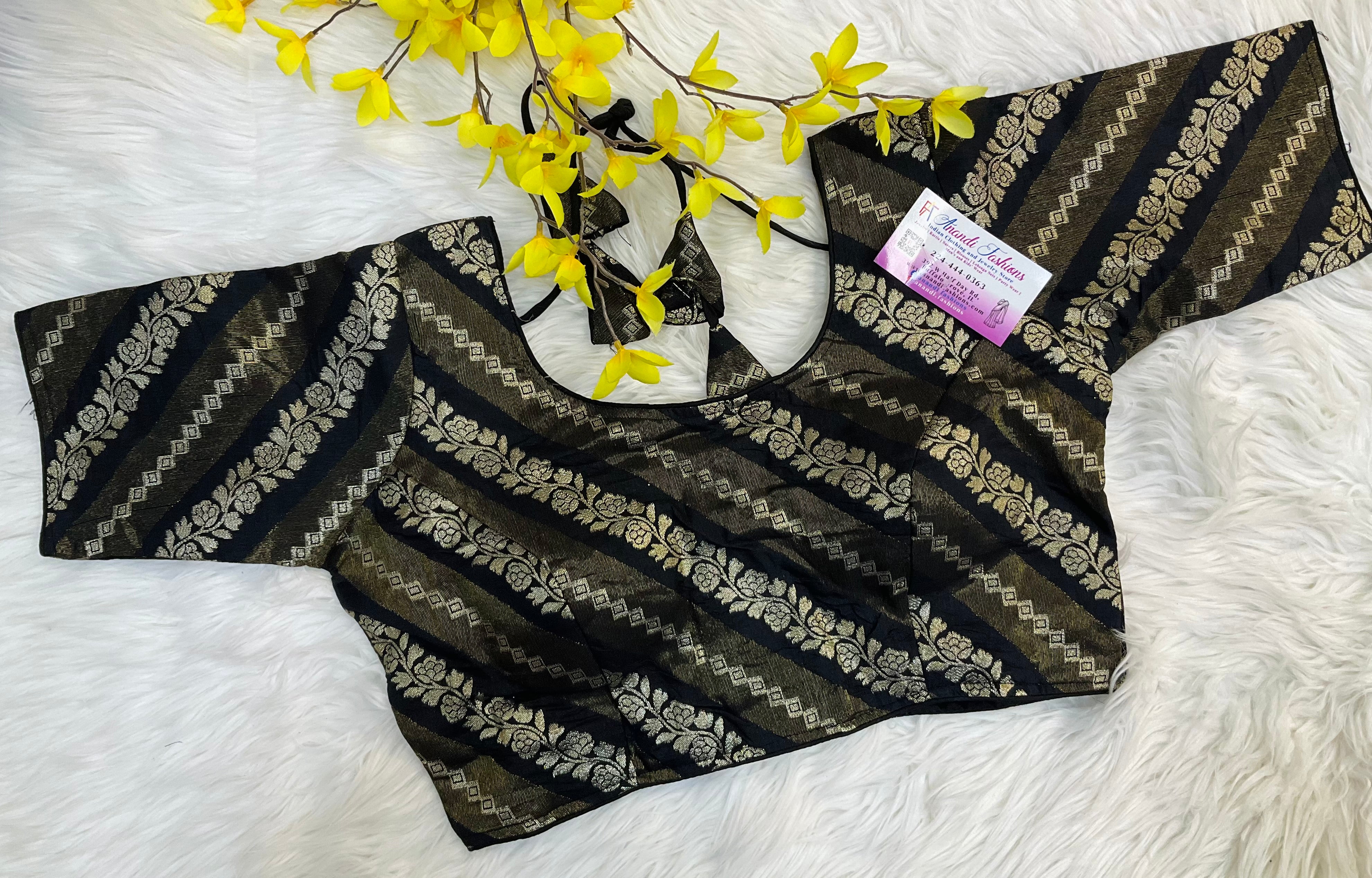 Black Design Blouse- Size 38