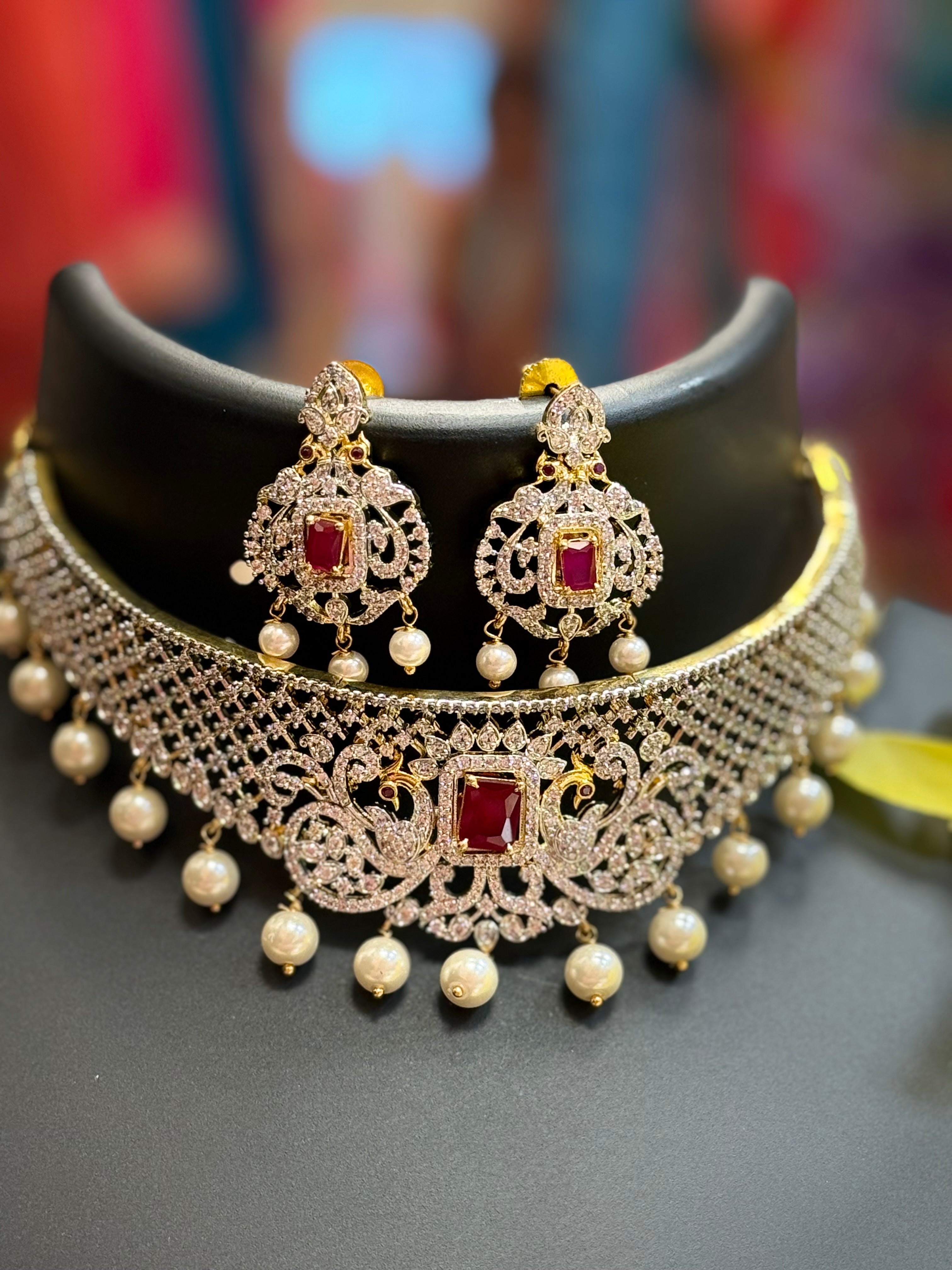 CZ Choker set with Changeable stones