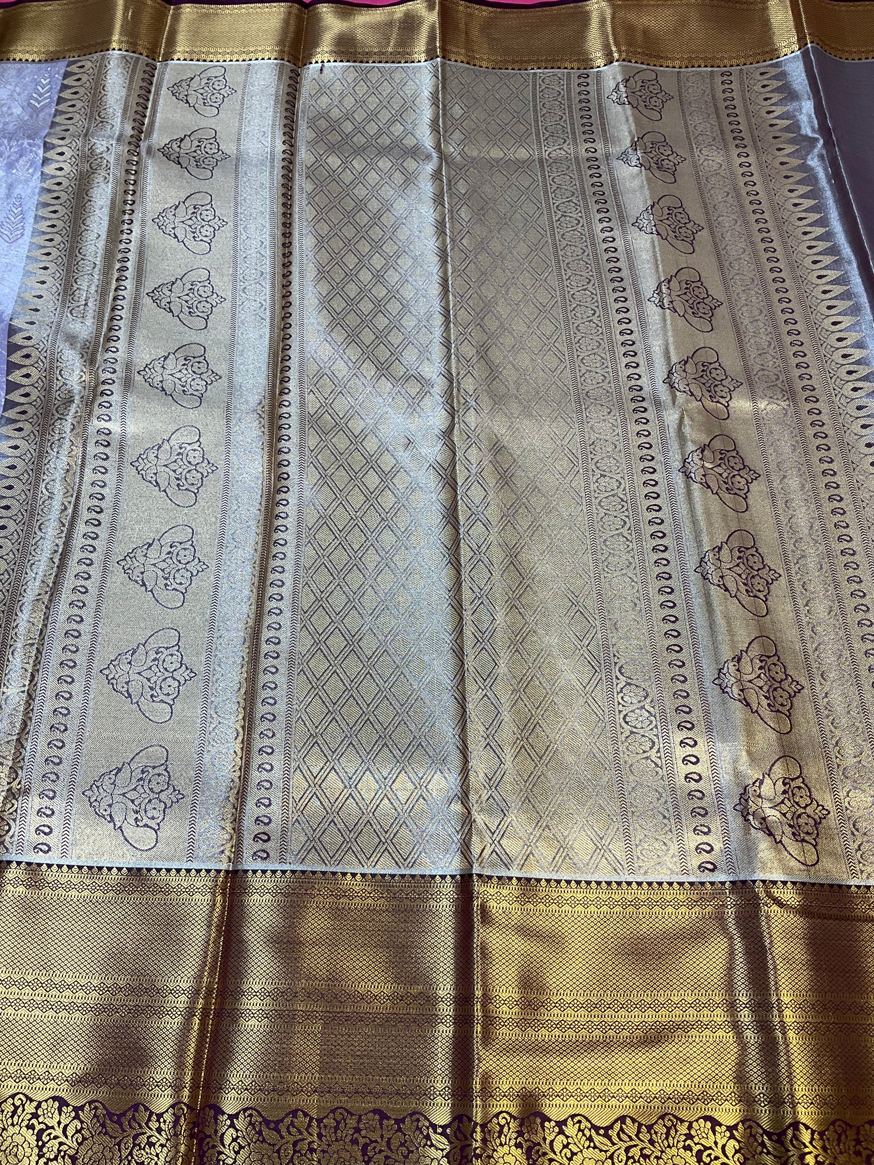 Semi Silk Kanjeevaram - Allover Design Lavender Saree