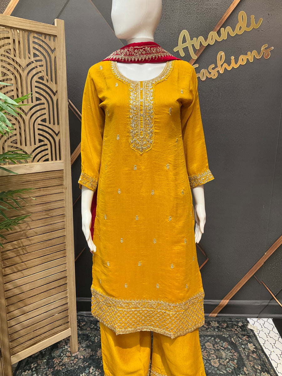 Yellow Party Wear Palazzo set