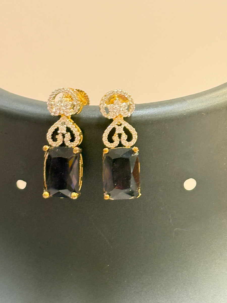 CZ Earrings with Purple Stone