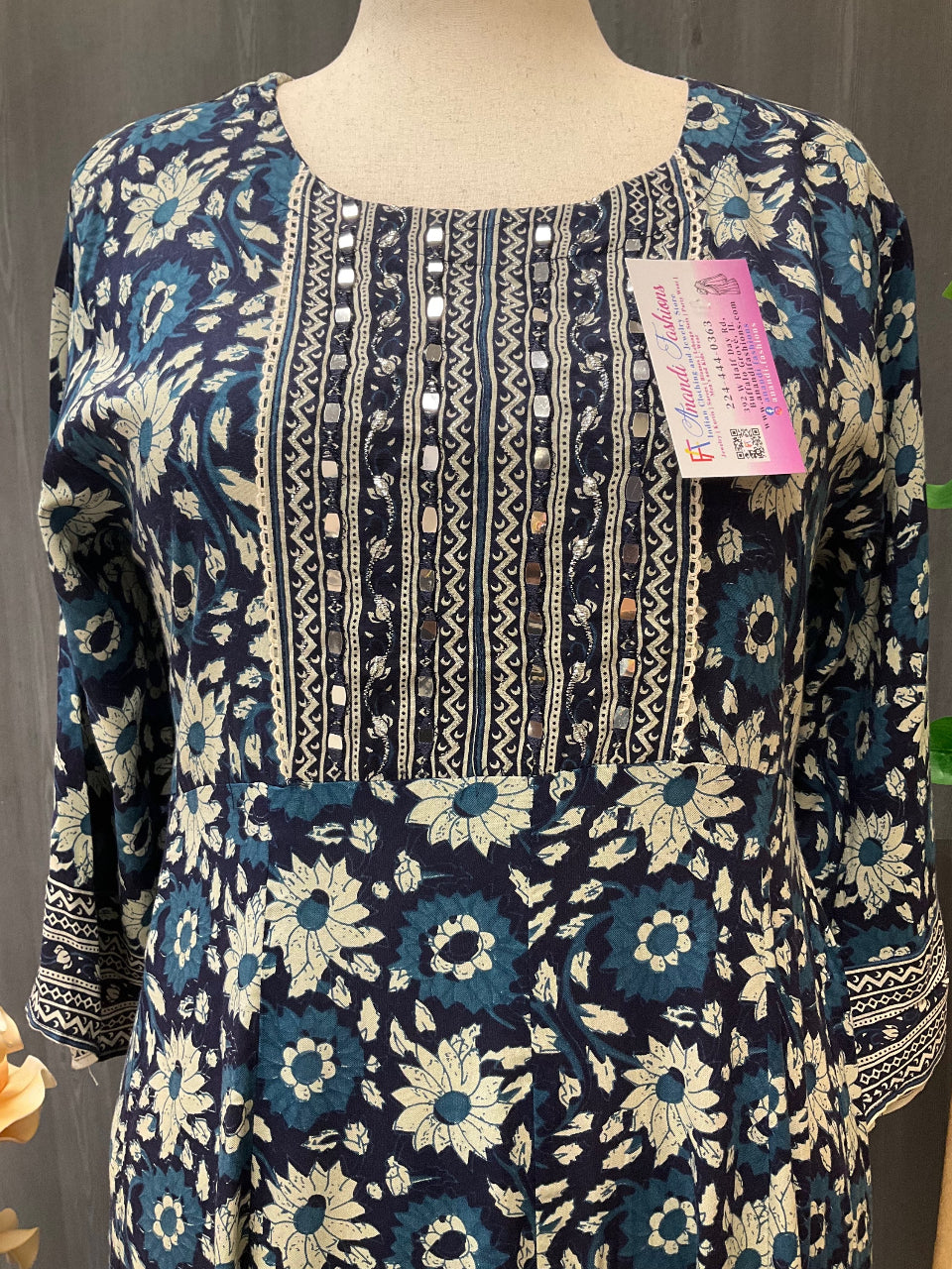 Size 46/US XL-Plus Size-Floral print Cotton Anarkali long kurti  image 1