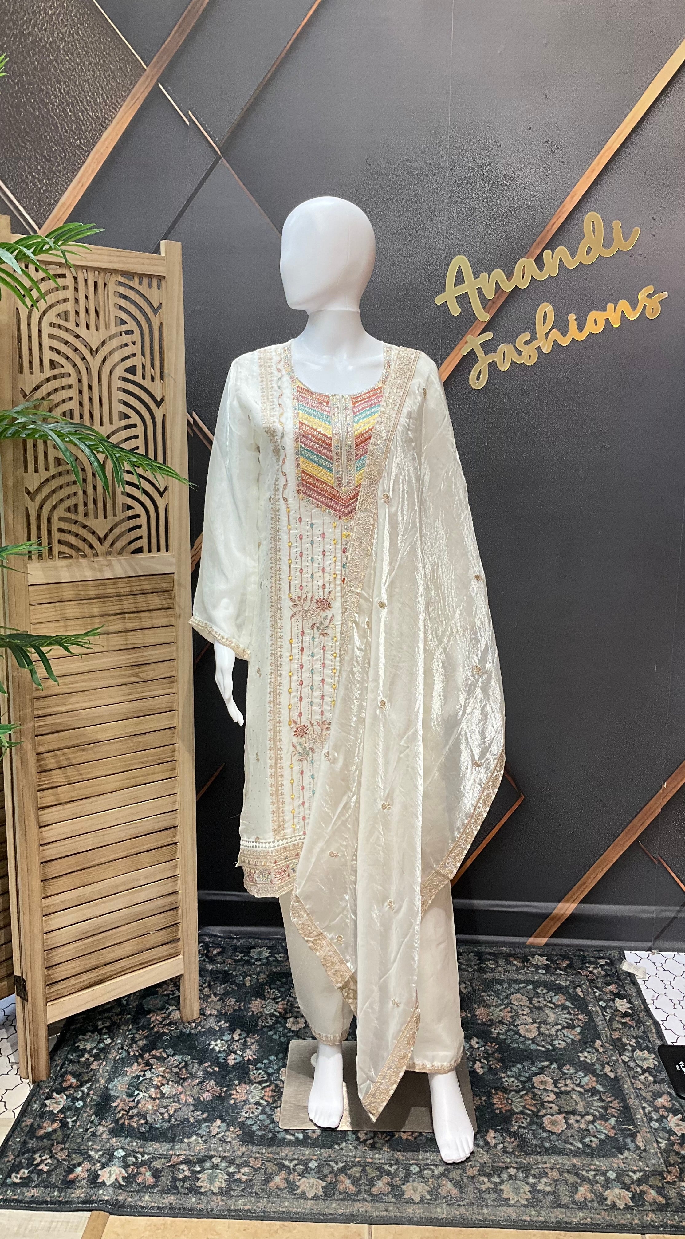 Half white Party Wear kurti set