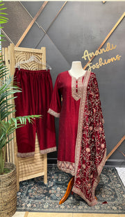 Maroon Plus Size Party Wear Kurti set