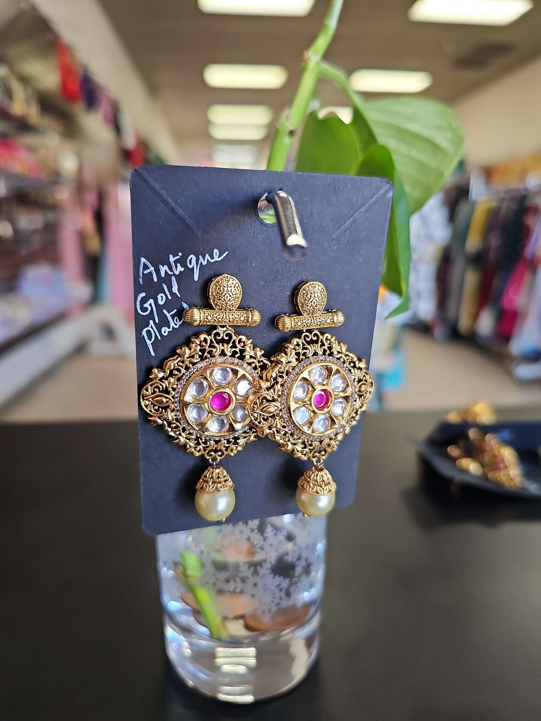 Gold Plated Earring - Elegant Earrings antique gold plated image 0