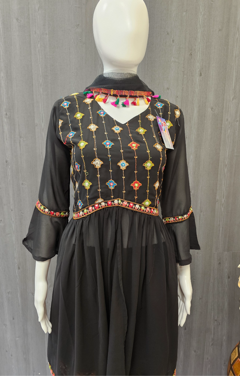 Black Sharara Dress - Subtle and Timeless, Perfect for a Classic Look 36/US XXS image 2