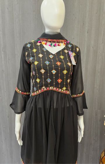 Black Sharara Dress Size 36 - Subtle and Timeless Party Wear