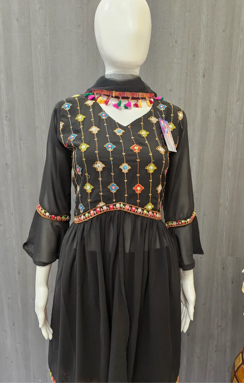 Black Sharara Dress Size 36 - Subtle and Timeless Party Wear