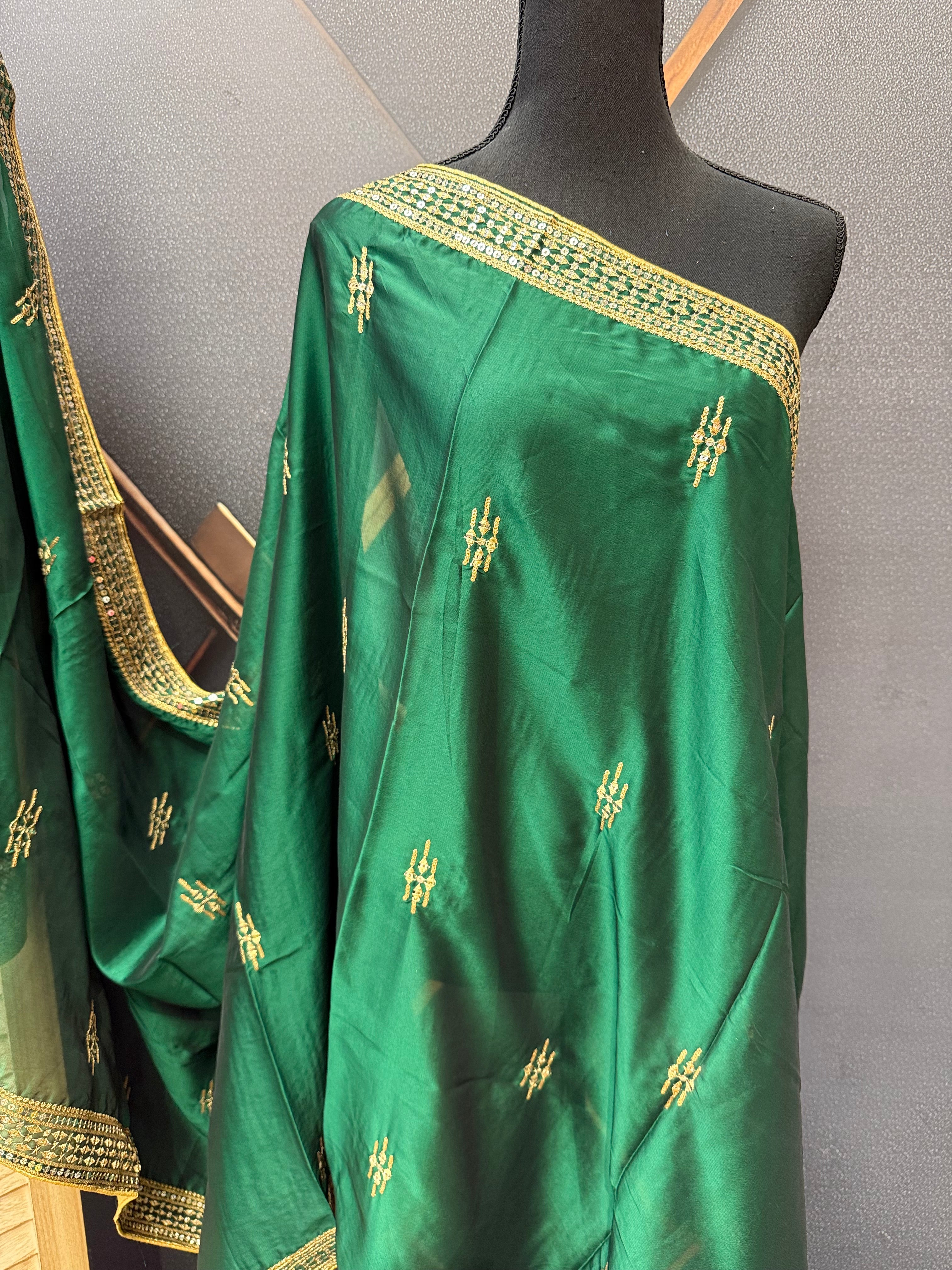 Satin Silk Dupattas with Gold Zari Work