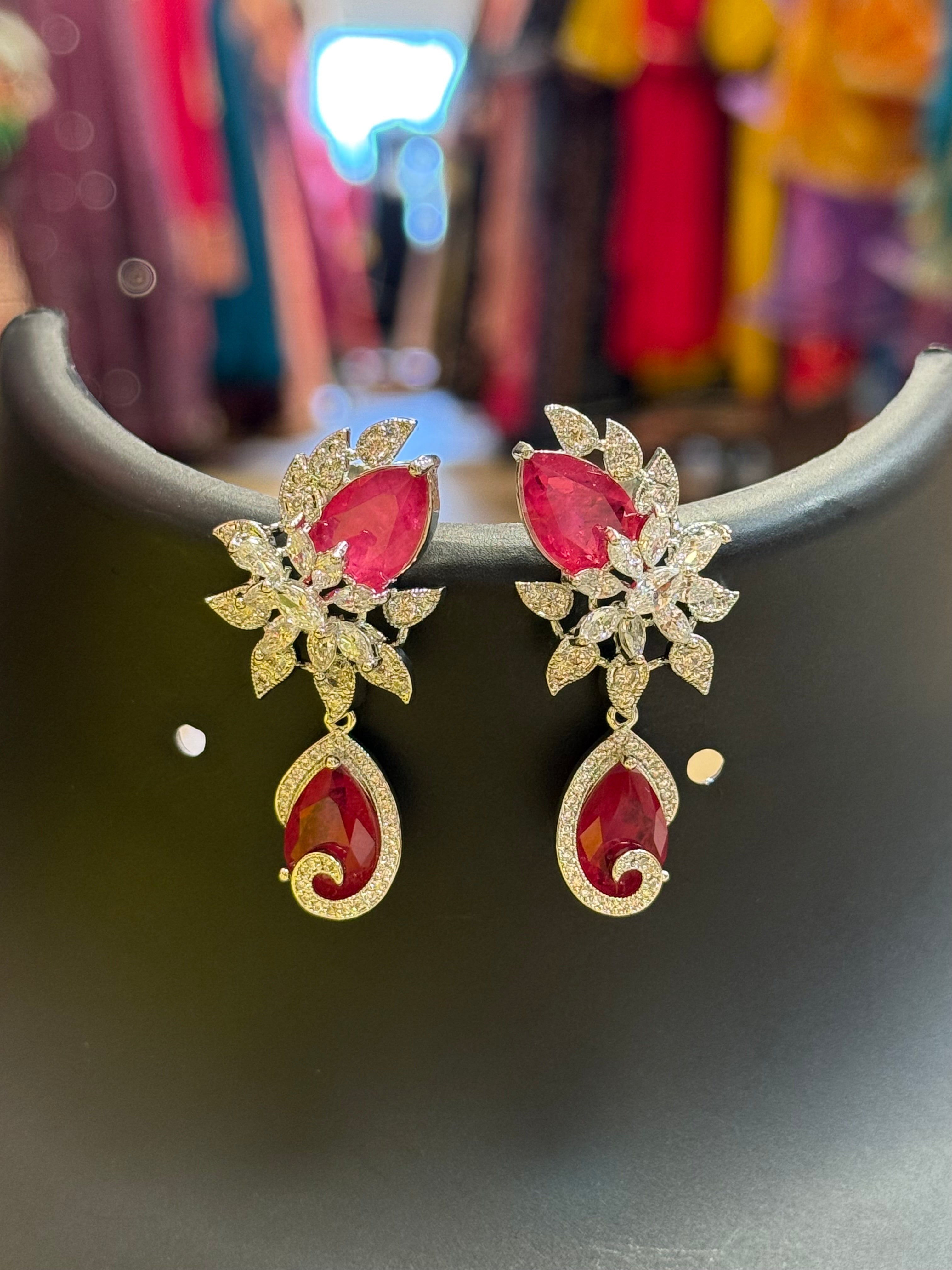 Silver Finish Party Wear Earrings