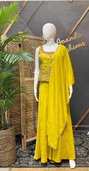 Indo Western Green Party Wear Palazzo set