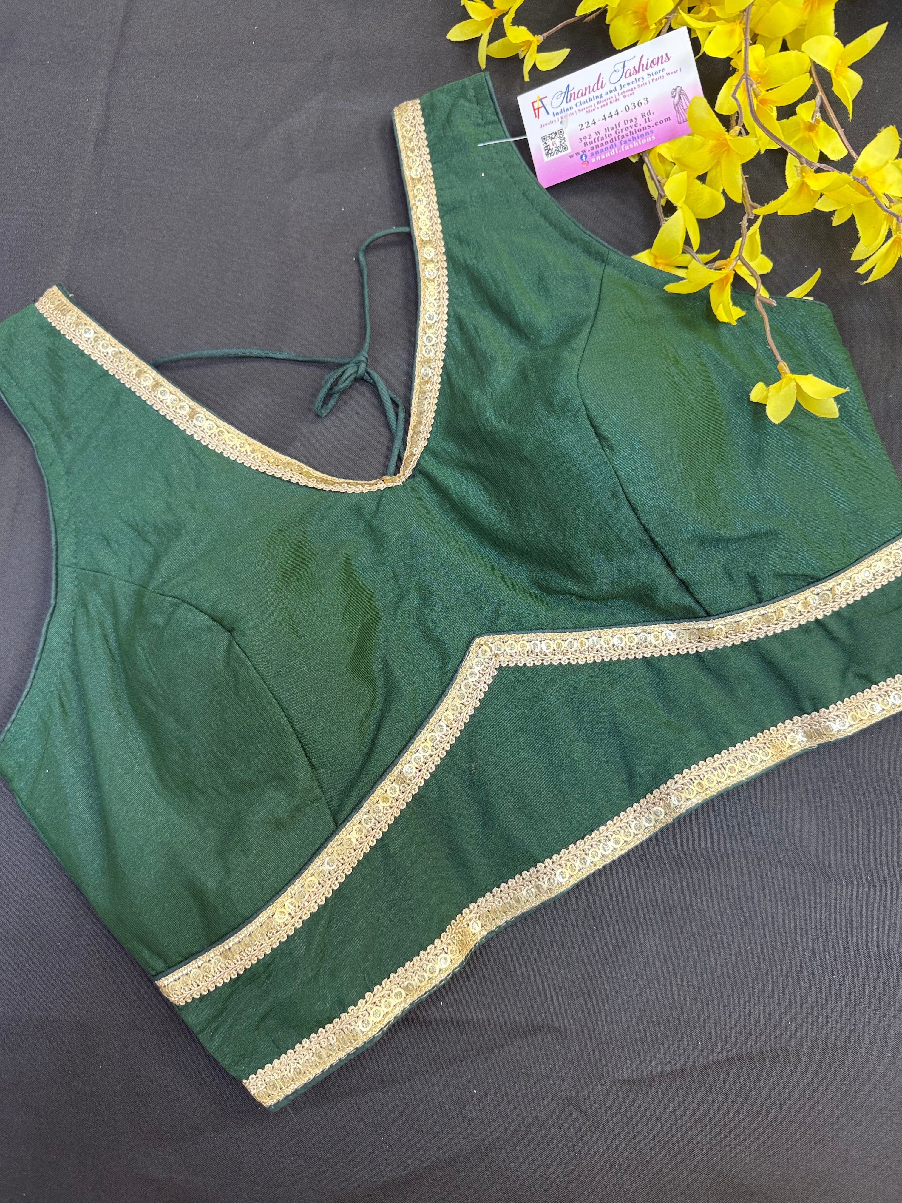 Plain Blouses with Gold Border- Size 38