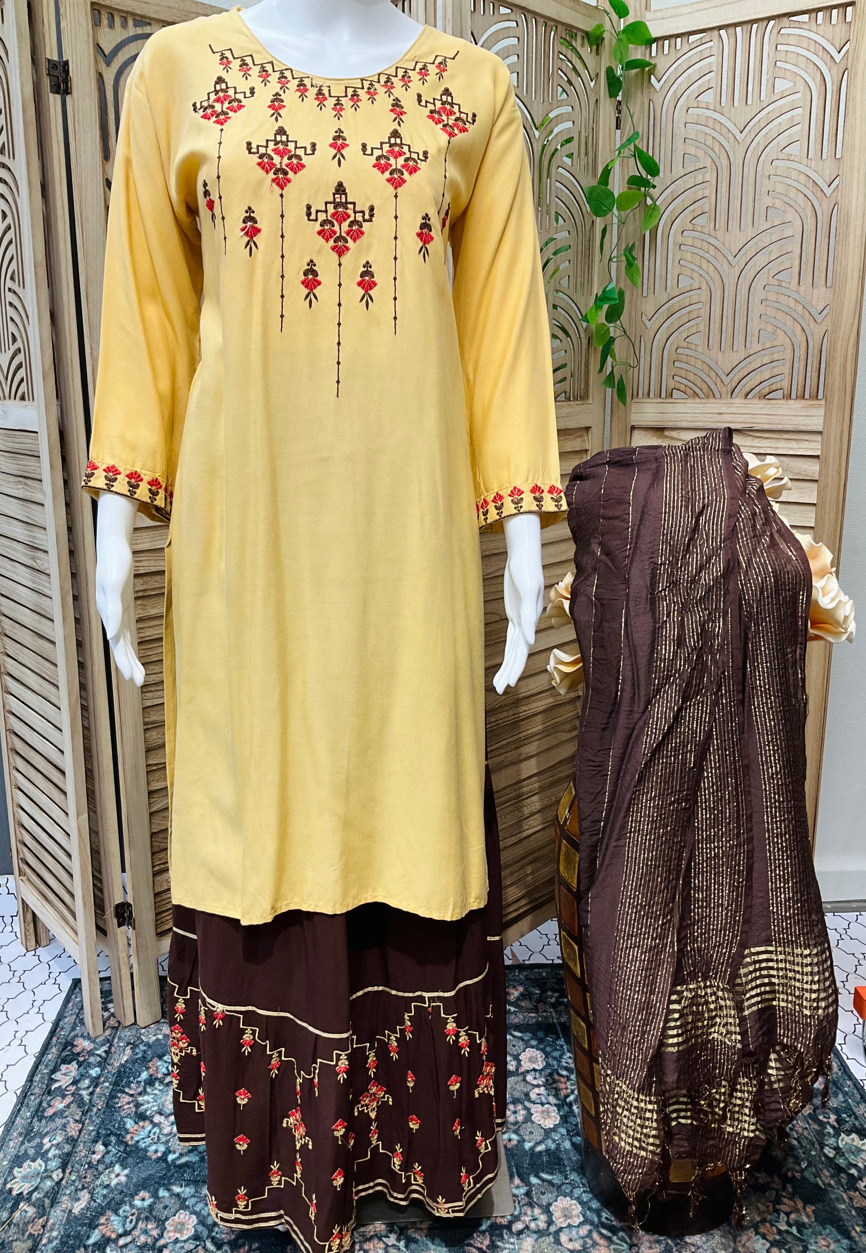 Rayon kurti with skirt and dupatta- Size 42/US M