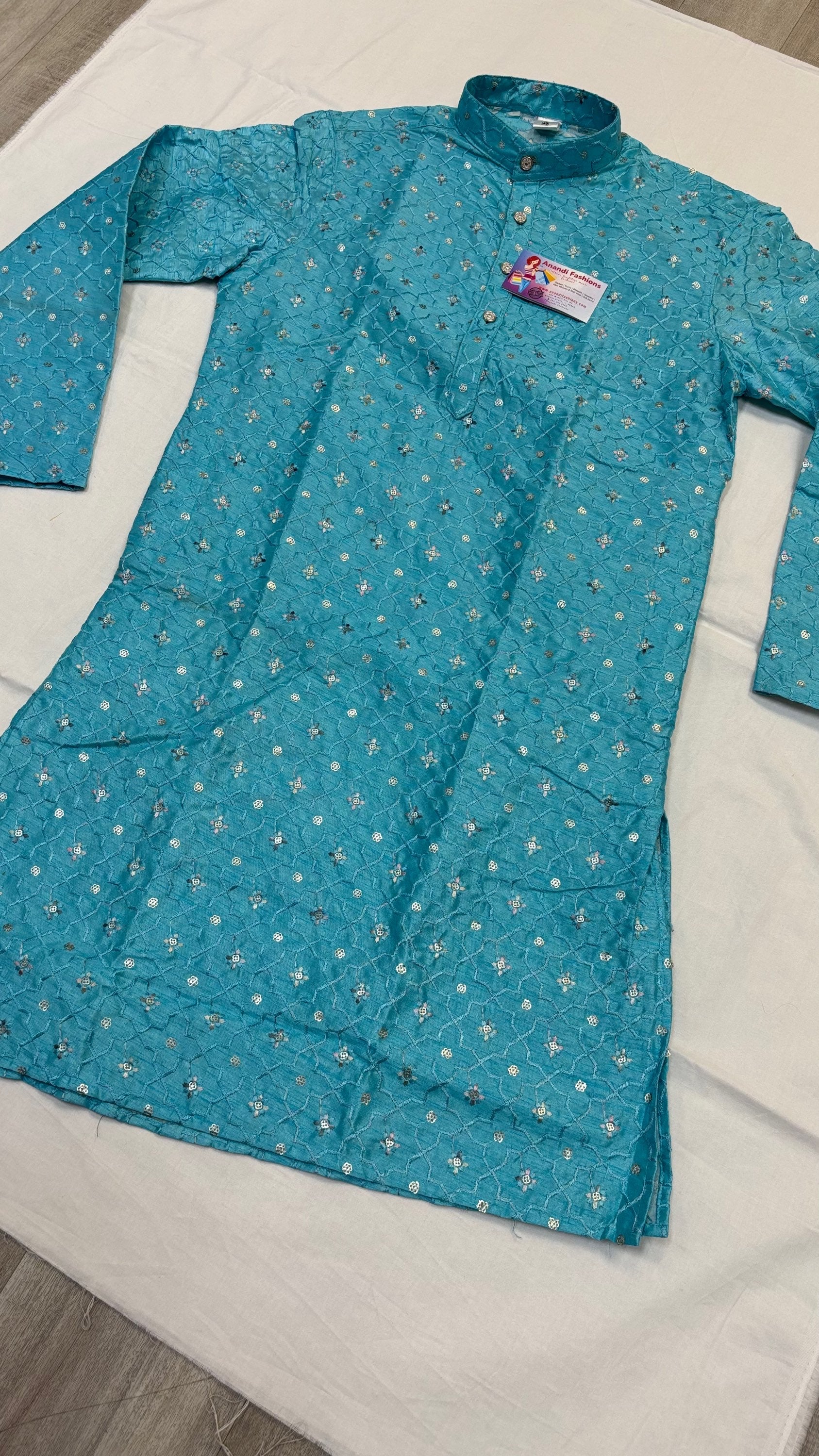 Mens Kurta - Kashmiri Silk Sequin Embroidery Work Men's Kurta image 4