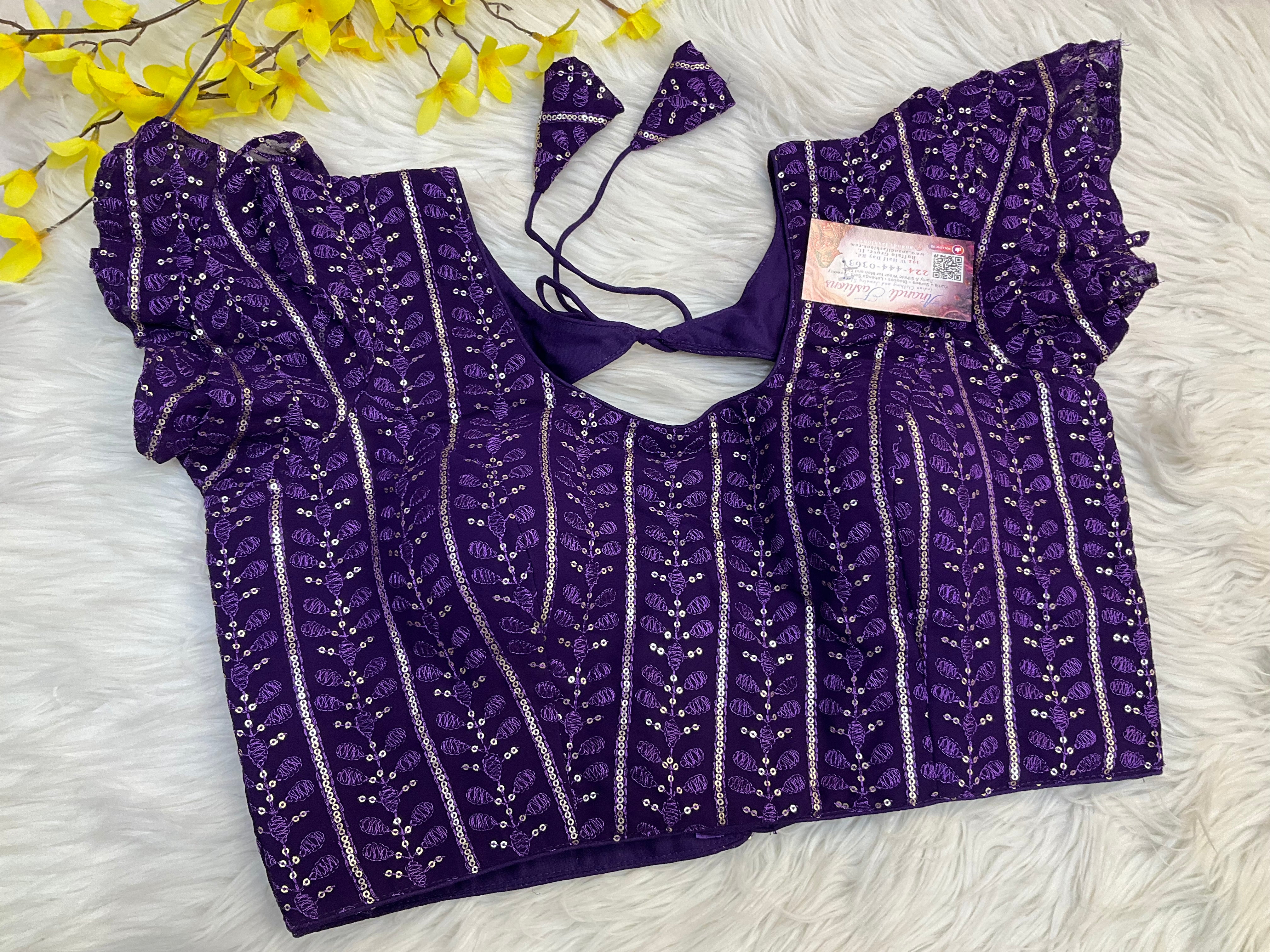 Purple Georgette Blouses - Women - Blouse - Anandi Fashions