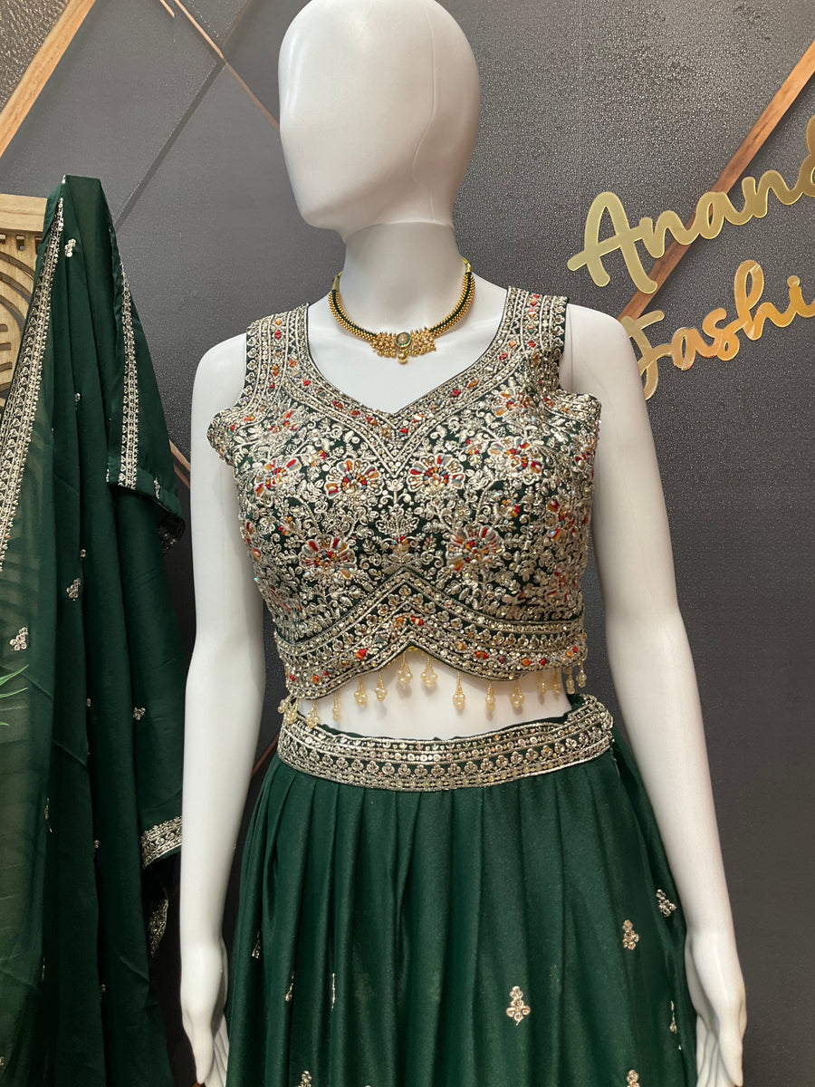 Green Party Wear Lehenga set
