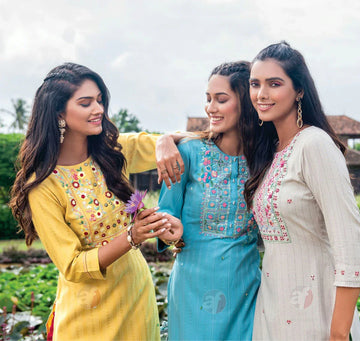 Rayon Kurti - Stylish and Elegant Rayon Embroidery Work Kurtis