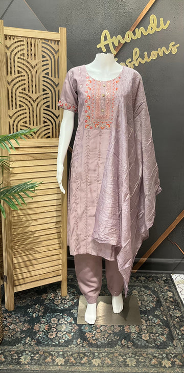 Lavender Kurti set with Work