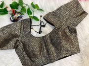 Premium Quality Black Brocade Blouse - Front Opening