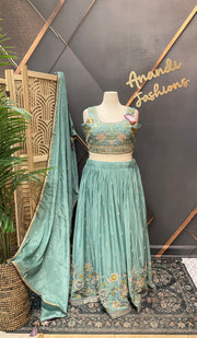 Women's Pastel Lehenga Set with Embroidery Work
