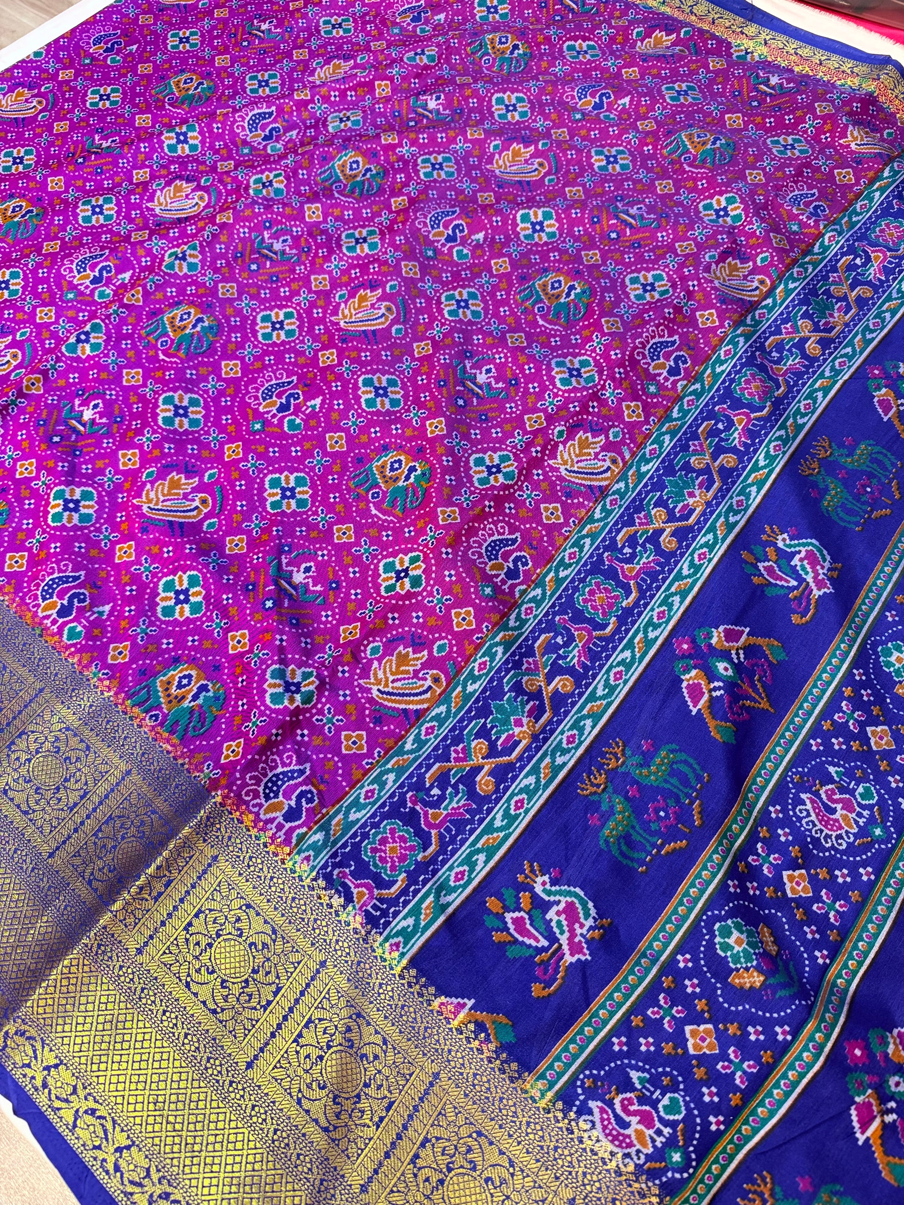 Violet Patola Semi Silk Saree