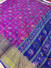 Violet Patola Semi Silk Saree with 7 Inch Border - Lightweight