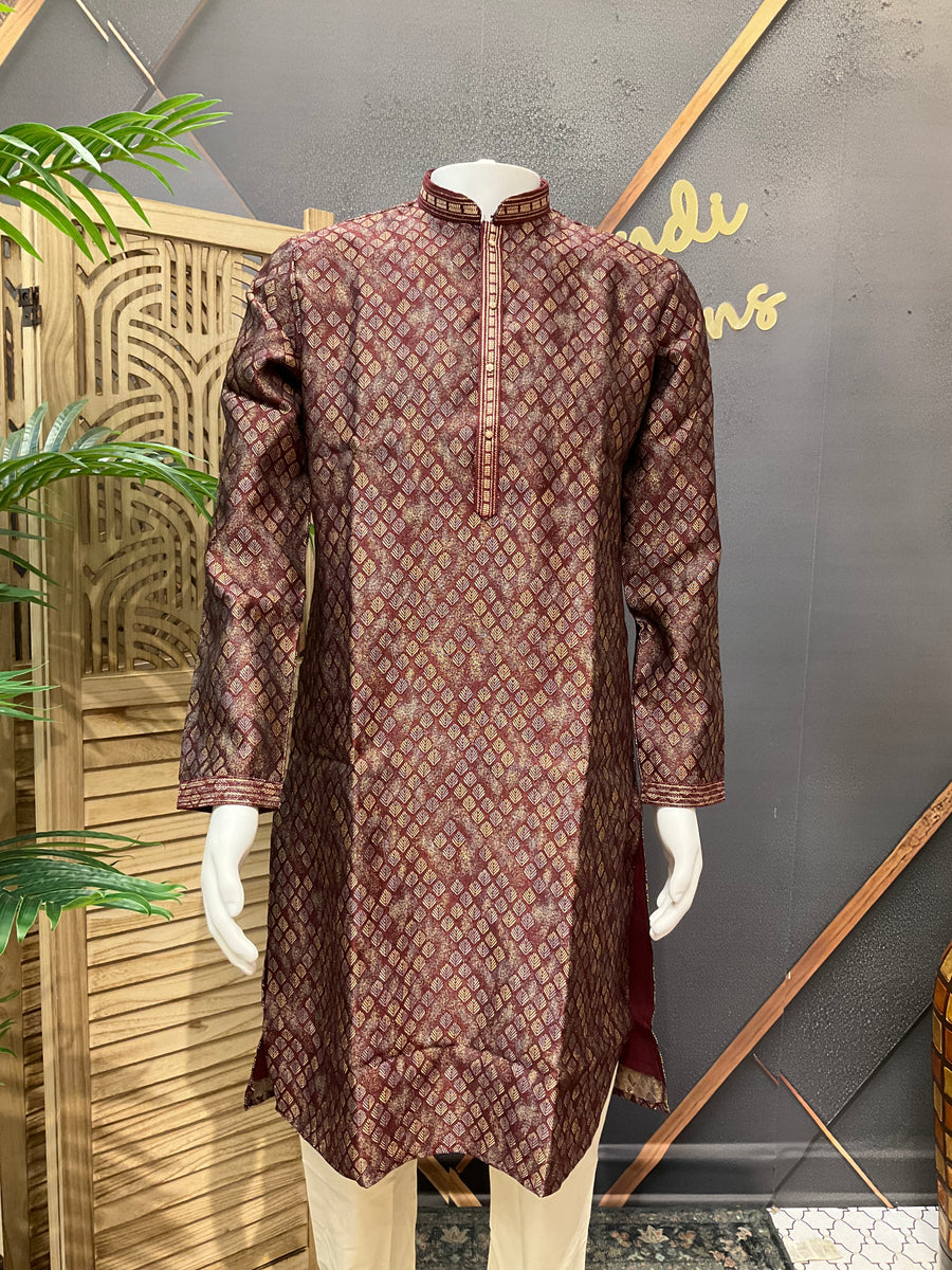 Men’s Maroon Fancy Kurta Set