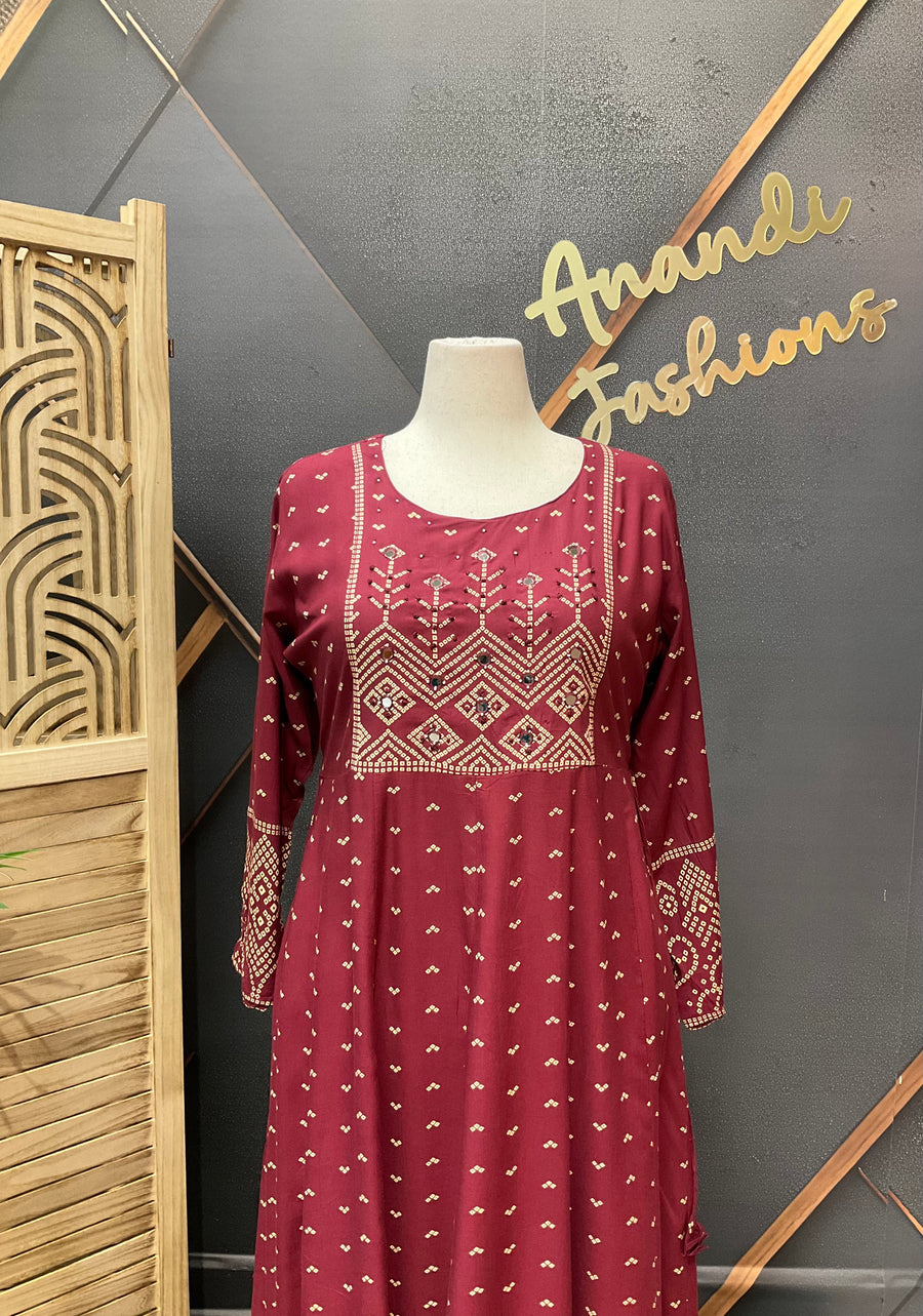 Women's Plus Size Long Anarkali Kurti - Women - Long Kurti - Anandi Fashions