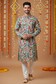 Mens Floral kurta Set