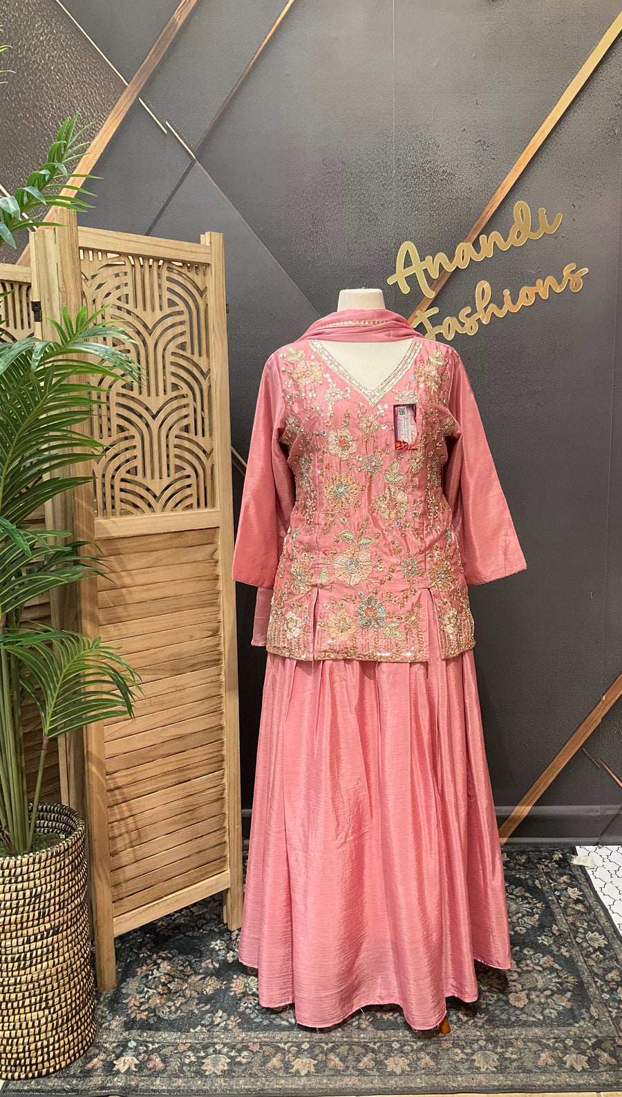Pink Plus size Party Wear lehenga Set