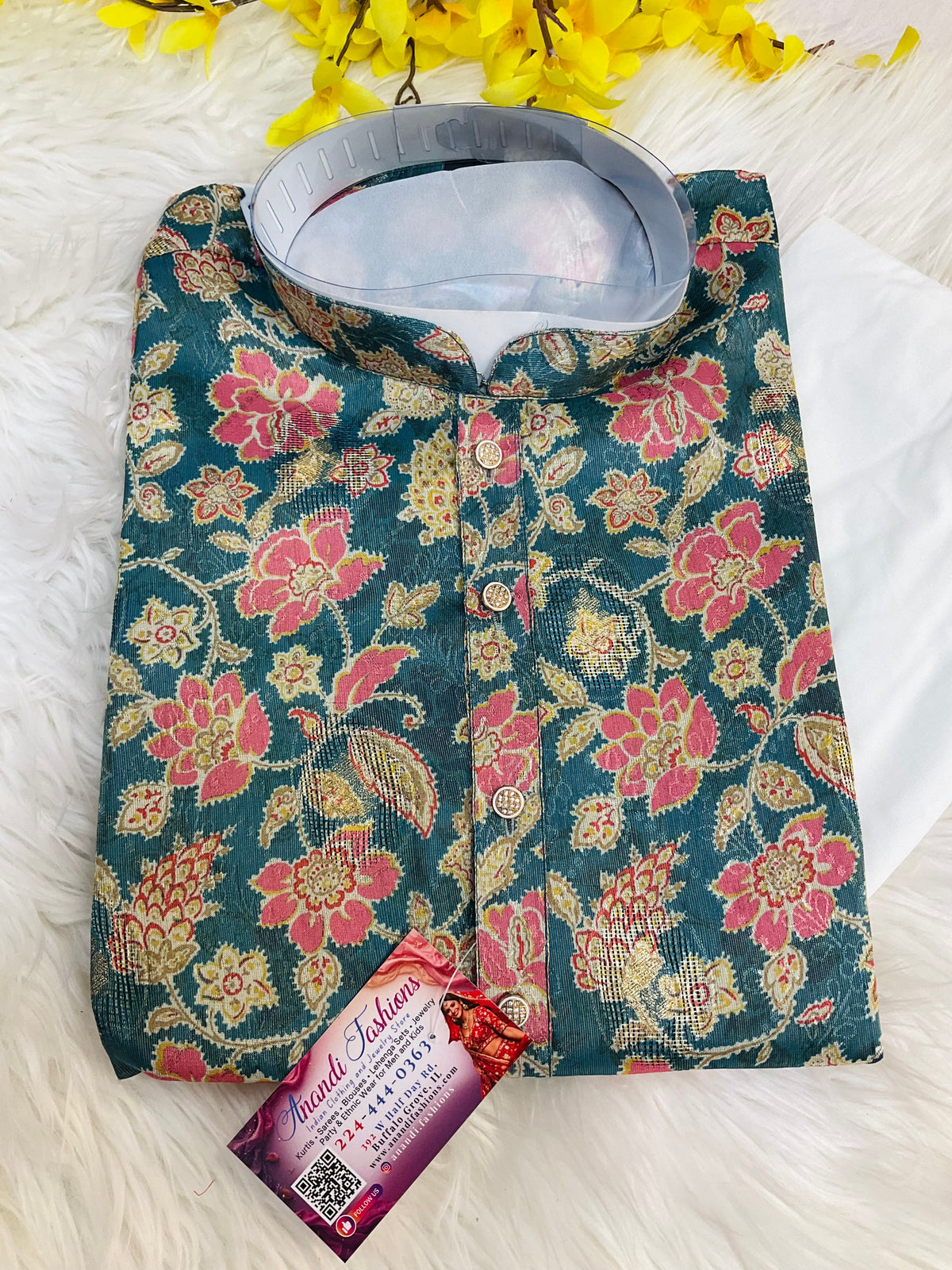 Silk - Floral Mens wear kurta set