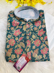 Men’s Silk Floral Kurta Set