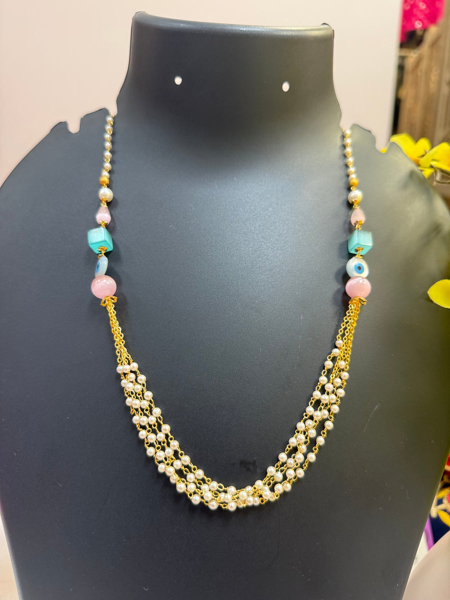 Pastel beads Mala set with Evil Eye